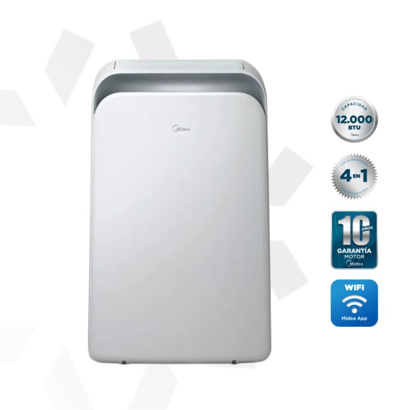 Portatil Disty Heat Pump 12.000 BTU Midea + wifi + onizador + triple filtro